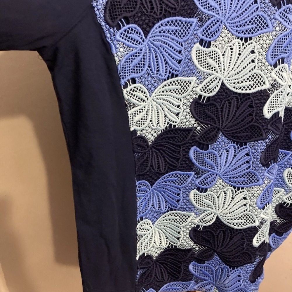 5-24 Isaac Mizrahi Live Blue Sweater Crochet 1x - Picture 3 of 3